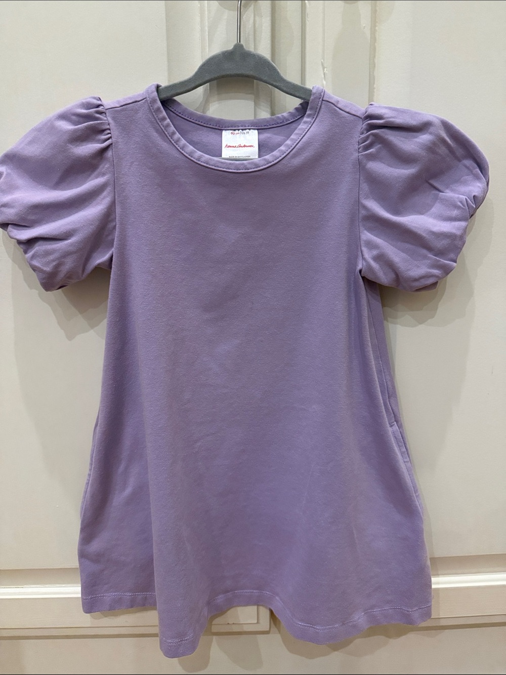 Hanna Andersson Lavender Puff Sleeve Cotton Dress